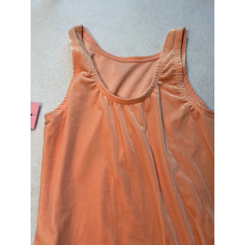 Jenni Rose Girls Peach Velvet Leotard Sleeveless Dance Gymnastics 14-16